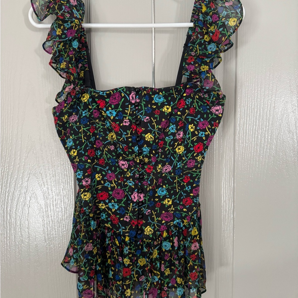 Betsey Johnson Multicolor Floral Ruffle Blouse